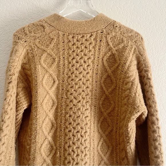 J.CREW Cable Knit Stretch Cardigan Sweater Tan XS Wool Blend - Picture 8 of 12